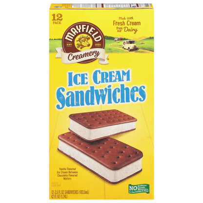 Mayfield Creamery Vanilla Flavored Ice Cream Sandwiches 12 - 3.5 fl oz ea