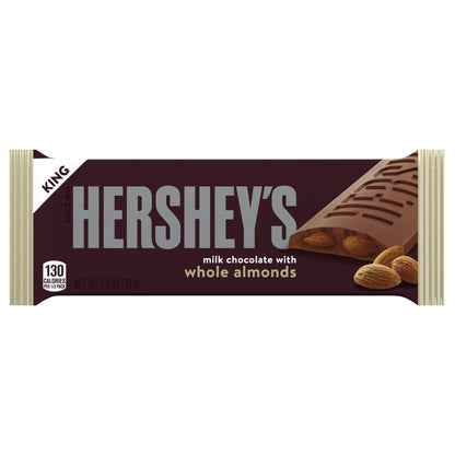 HERSHEY'S Milk Chocolate with Whole Almonds King Size, Candy Bar, 2.6 oz