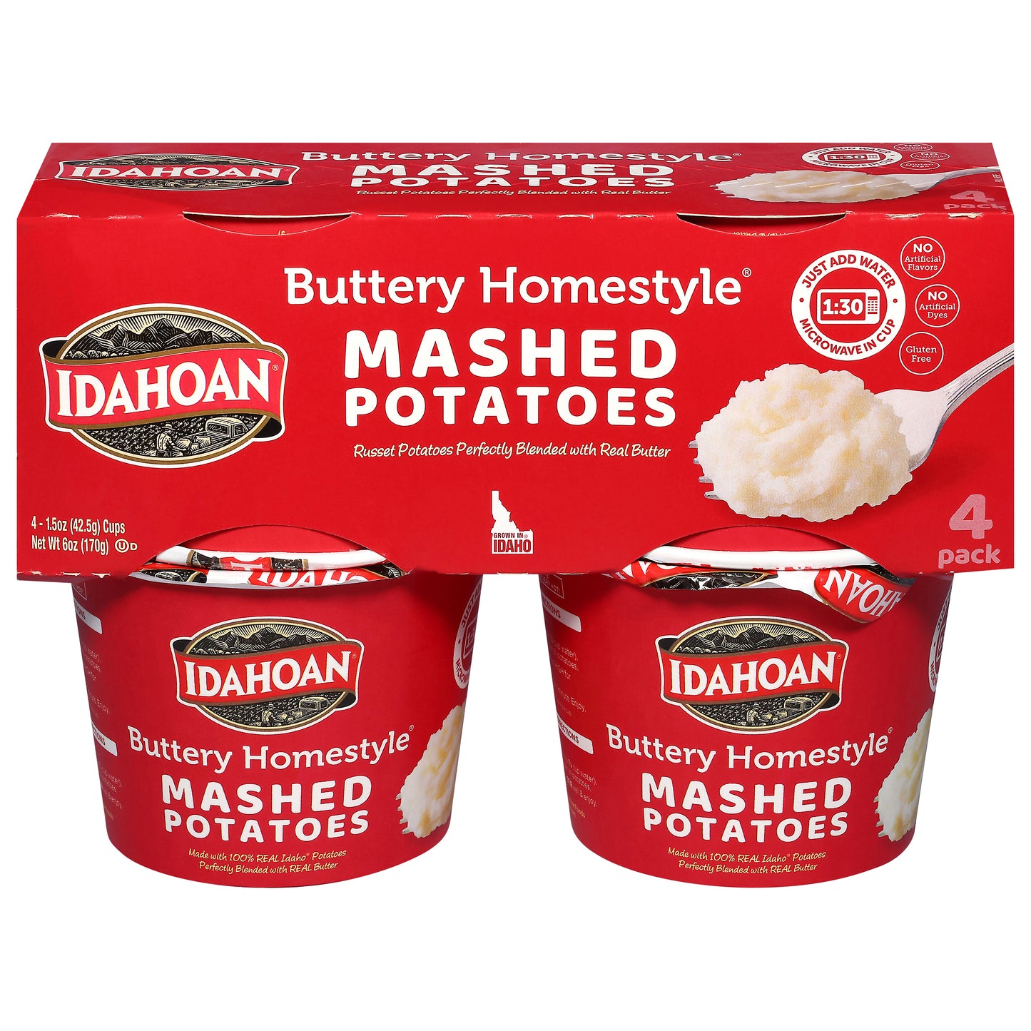 Idahoan Buttery Homestyle Mashed Potatoes 4 - 1.5 oz Cups