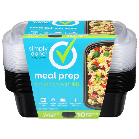 Simply Done 38 Ounce Meal Prep Containers with Lids 10 ea