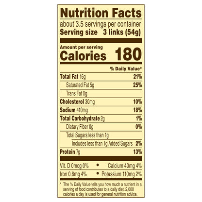 Banquet Brown 'N Serve Original Fully Cooked Sausage Links, Frozen Meat, 10 Count, 6.4 OZ