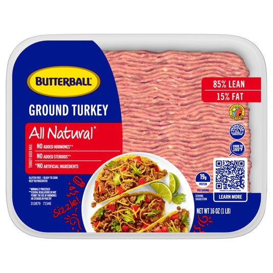 Butterball All Natural Fresh 85%/15% Lean Ground Turkey, 1 lb.