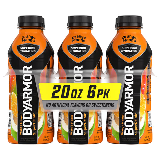 BODYARMOR Sports Drink Orange Mango, 20 fl oz, 6 Pack