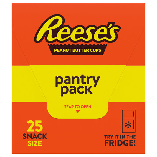 REESE'S Milk Chocolate Peanut Butter Snack Size, Gluten Free, Individually Wrapped, Pantry Pack Cups Candy Packs, .55 oz (25 Pieces)