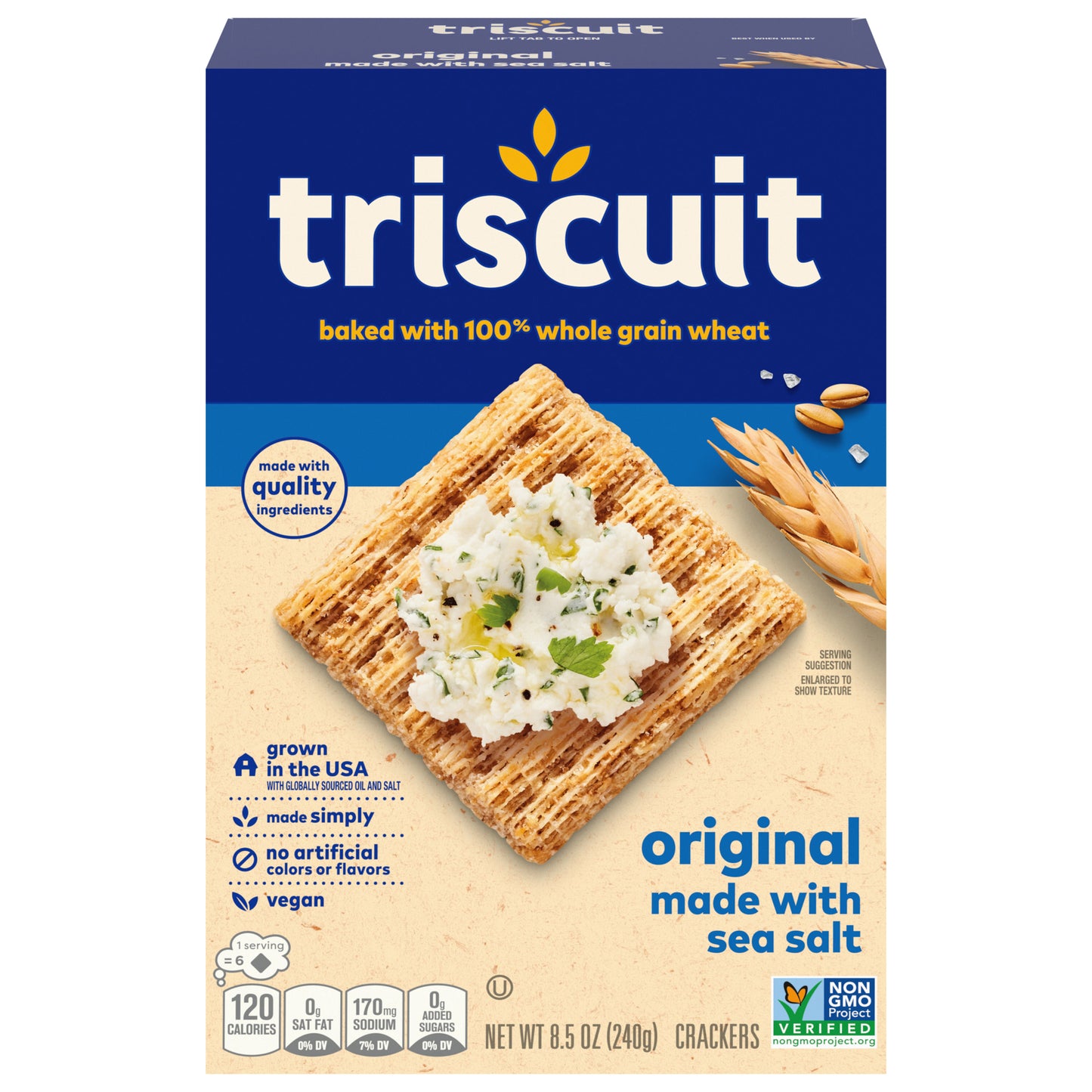 Triscuit Original Whole Grain Wheat Crackers, Vegan Crackers, 8.5 oz