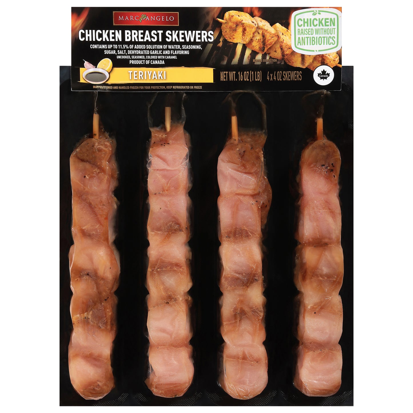 Marcangelo Teriyaki Chicken Breast Skewers 4 - 4 oz Skewers