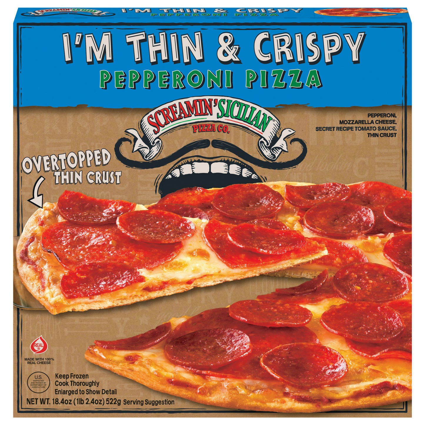 Screamin' Sicilian Pizza Co. I'm Thin & Crispy Pepperoni Pizza 18.4 oz