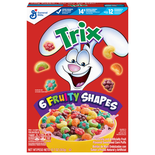 Trix Fruity Breakfast Cereal, 6 Fruity Shapes, Whole Grain, 10.7 OZ 