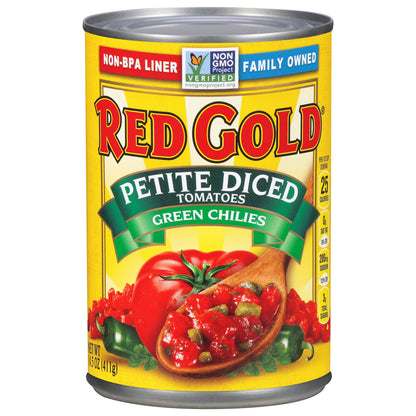 Red Gold Petite Diced Green Chilies Tomatoes 14.5 oz