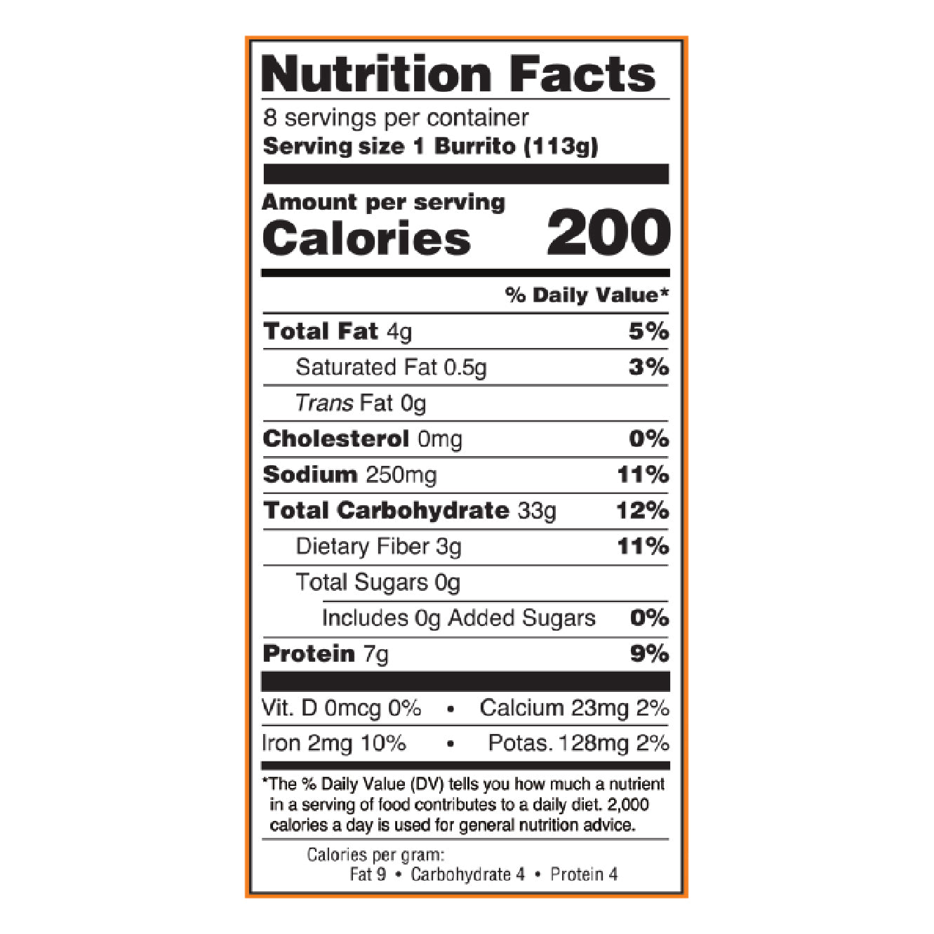 El Monterey Bean and Cheese Burritos 8 ct, 32 oz Family Size (Frozen)