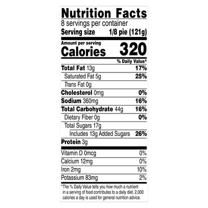 Sara Lee® Traditional Fruit Pie 9" Unbaked Apple 34oz