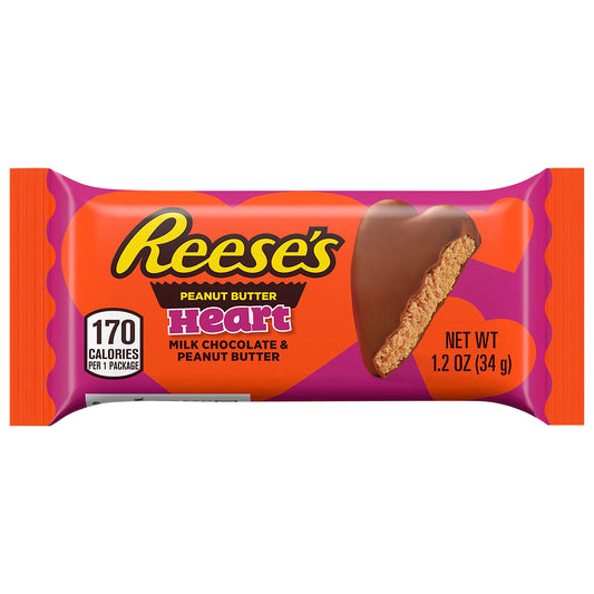 REESE'S Milk Chocolate Peanut Butter Heart, Valentine's Candy Pack, 1.2 oz