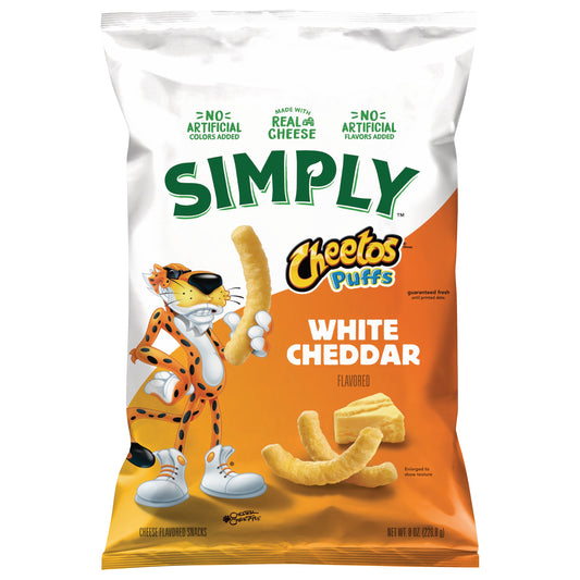 Cheetos Simply Puffs Cheese Flavored Snacks White Cheddar Flavored 8 Oz
