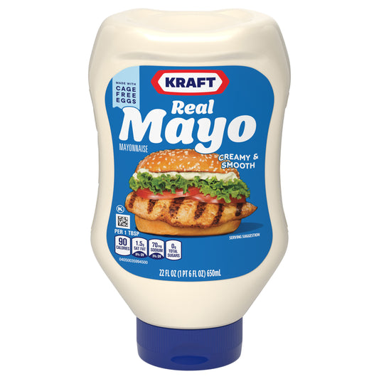 Kraft Real Mayo Creamy & Smooth Mayonnaise, 22 fl oz Bottle
