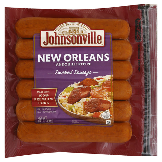 Johnsonville Sausage 14 oz - NEW ORLEANS ANDOUILLE RECIPE Smoked Sausage