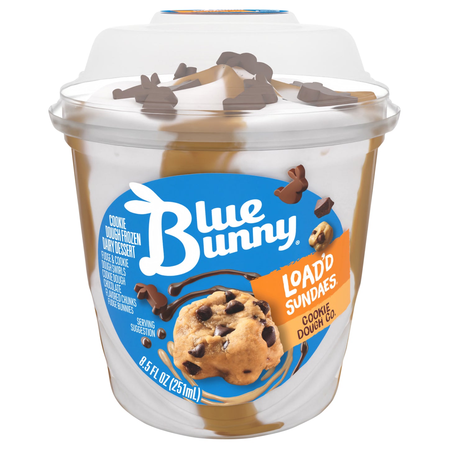 Blue Bunny Load'd Sundaes Cookie Dough, Frozen Dessert Cup, 8.5 fl oz