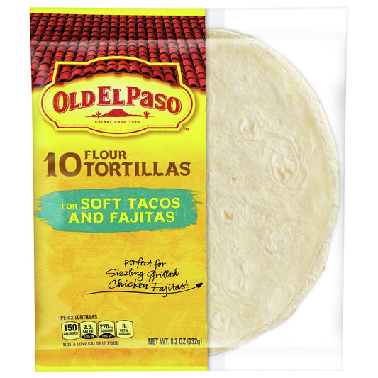 Old El Paso Flour Tortillas, For Soft Tacos and Fajitas, 10 ct., 8.2 oz.