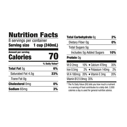 Silk Coconut Milk, Original, Dairy Free, Gluten Free, 64 FL OZ Half Gallon