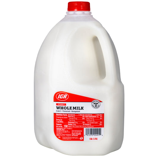 MILK WHOLE VITAMIN D LABEL GAL