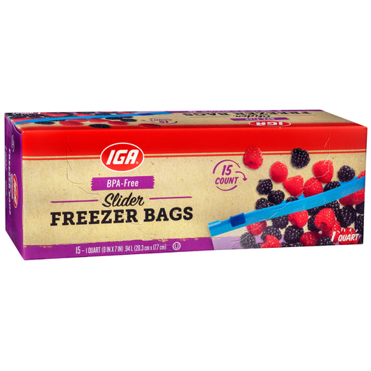 BAGS FREEZER SLIDER 15 CT QUART
UPC: 4127079052