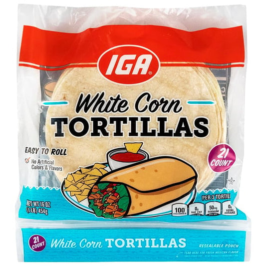 TORTILLAS WHITE CORN 21 CT 16 OZ
