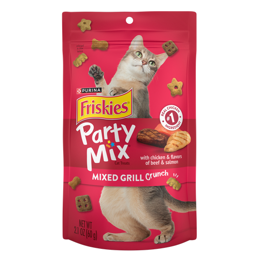 Purina Friskies Cat Treats, Party Mix Mixed Grill Crunch - 2.1 oz. Pouch