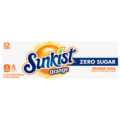 Sunkist Zero Sugar Orange Soda 12-12 fl oz Cans