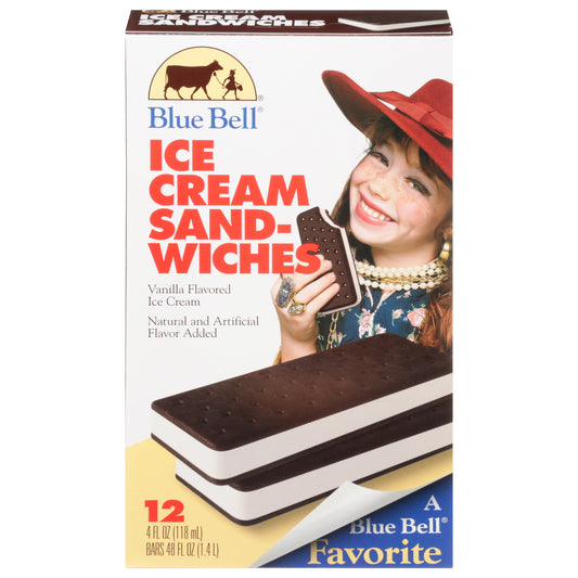 Blue Bell Vanilla Ice Cream Sandwiches - 12 ct / 4 fl oz