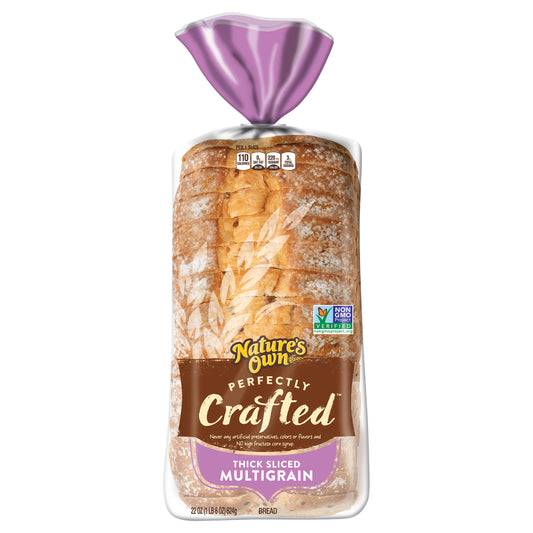 Nature's Own Perfectly Crafted Multigrain Bread, Thick Sliced Non-GMO Sandwich Bread, 22 oz Loaf