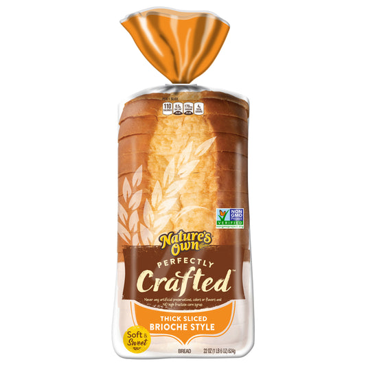 Nature's Own Perfectly Crafted Brioche Style Bread, Thick Sliced Non-GMO Brioche Bread, 22 oz Loaf