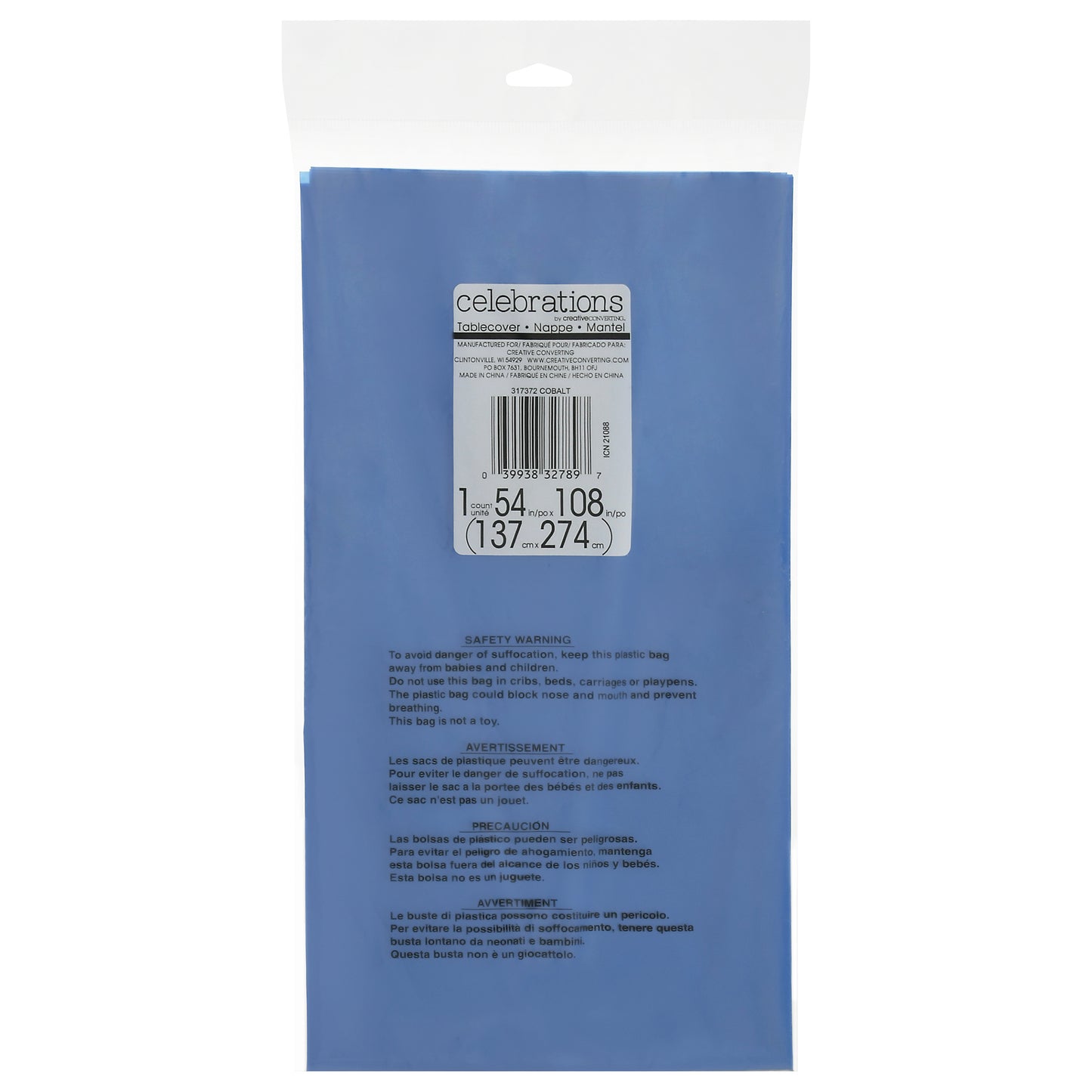 Celebrations Cobalt Tablecover 1 ea