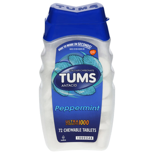 Tums Ultra Strength 1000 Peppermint Antacid 72 Chewable Tablets
