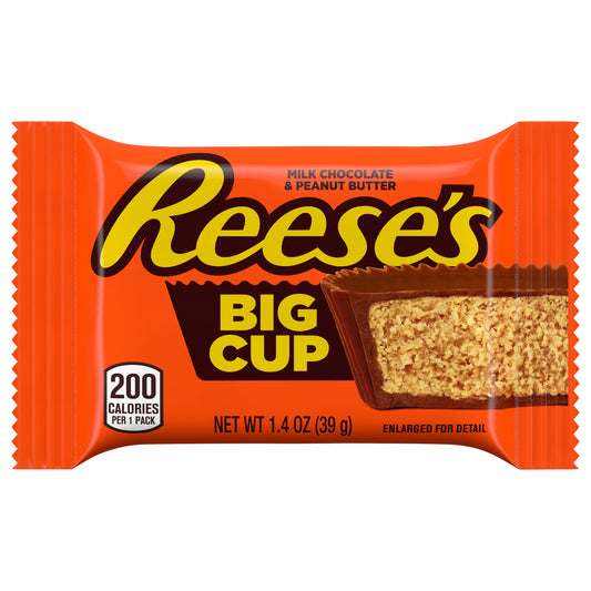 REESE'S Big Cup Milk Chocolate Peanut Butter Cups, Candy Pack, 1.4 oz