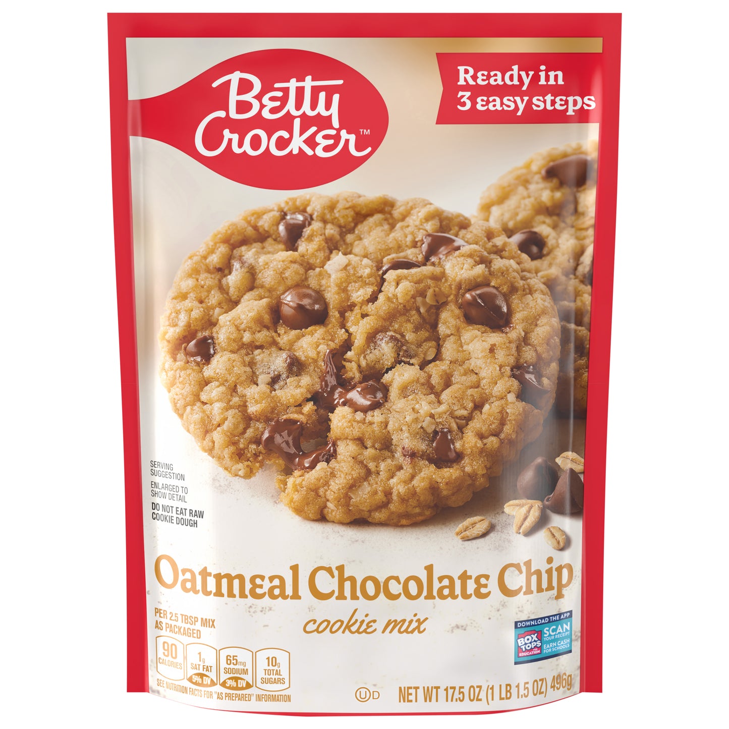Betty Crocker Oatmeal Chocolate Chip Cookies, Cookie Baking Mix, 17.5 oz
