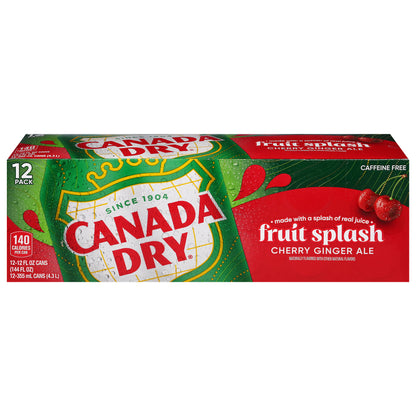 Canada Dry Caffeine Free Cherry Ginger Ale Fruit Splash 12 - 12 fl oz Cans