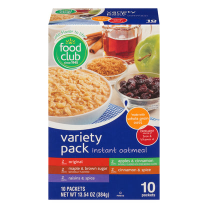 Food Club Variety Pack Instant Oatmeal 10 ea