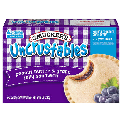 Smucker's Uncrustables Peanut Butter & Grape Jelly Sandwich, 4-Count Pack