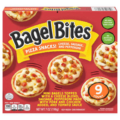 Bagel Bites Cheese, Sausage & Pepperoni Mini Pizza Bagel Frozen Snacks, 9 ct Box