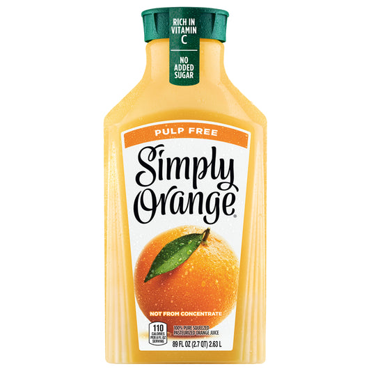 Simply Orange Juice Pulp Free Bottle, 89 fl oz
