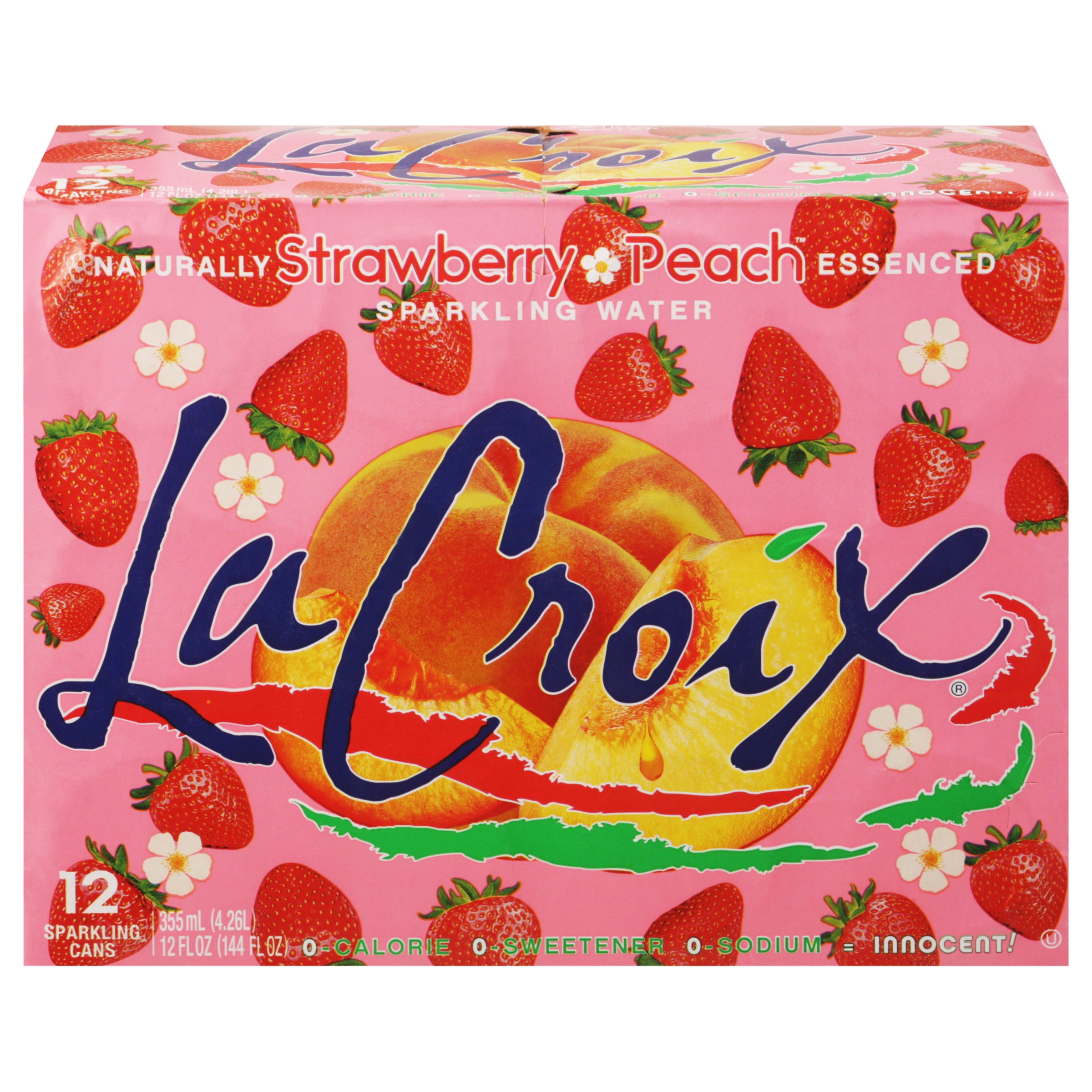 ◆苺◆ LaCroix Strawberry Peach Sparkling Water 12 - 355 ml Cans