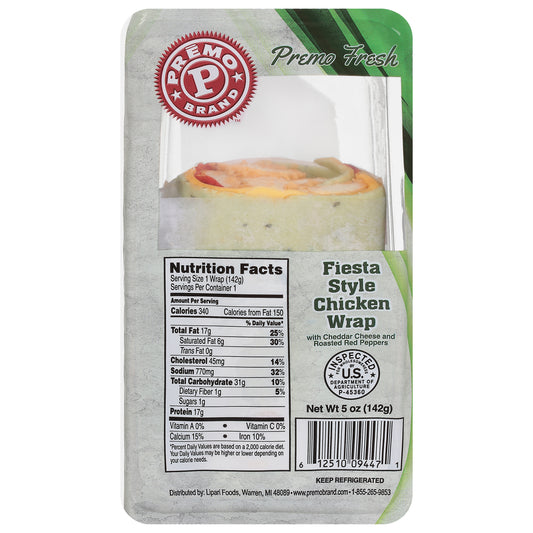Premo Fiesta Style Chicken Wrap 5 oz