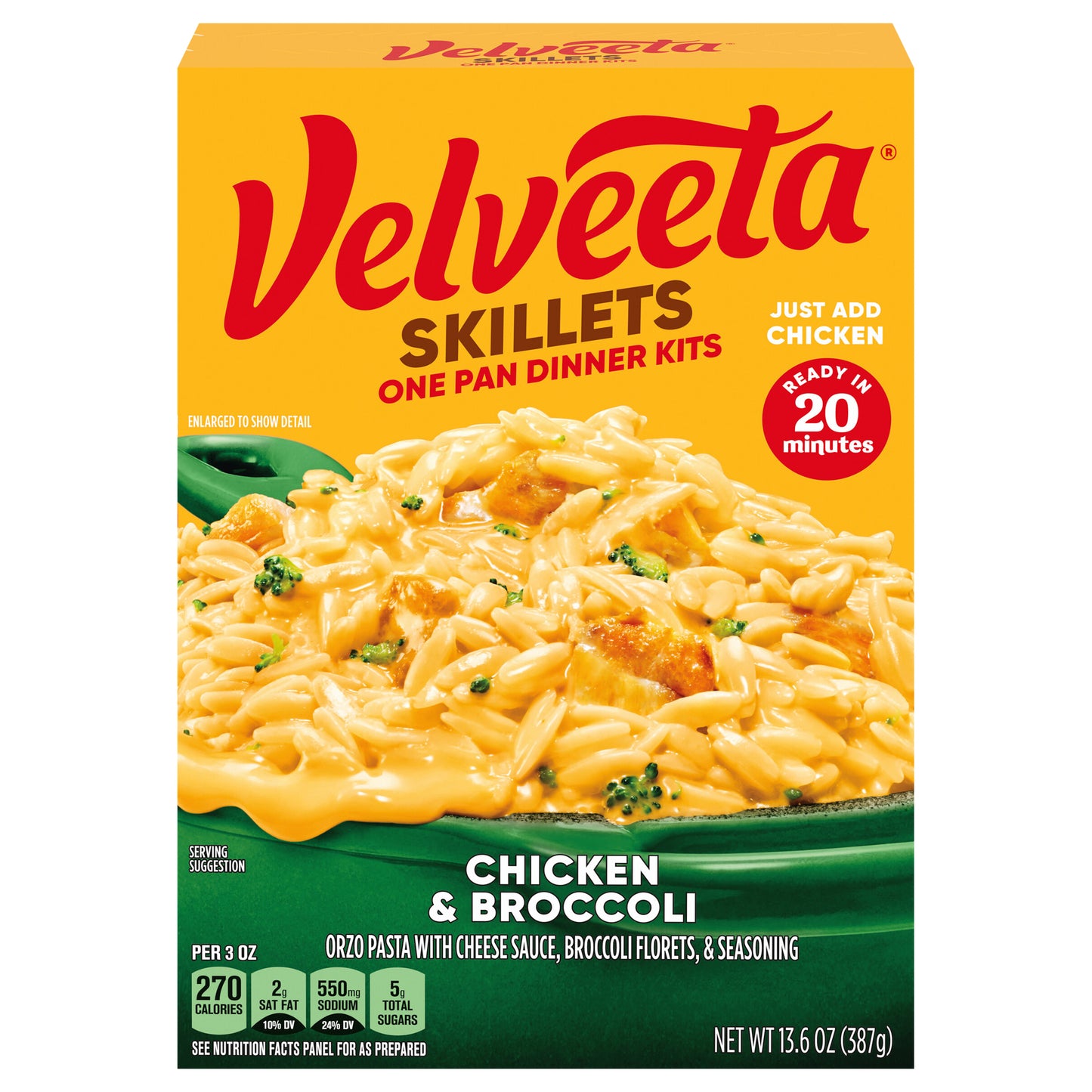 Velveeta Skillets Chicken & Broccoli One Pan Dinner Kit, 13.6 oz Box