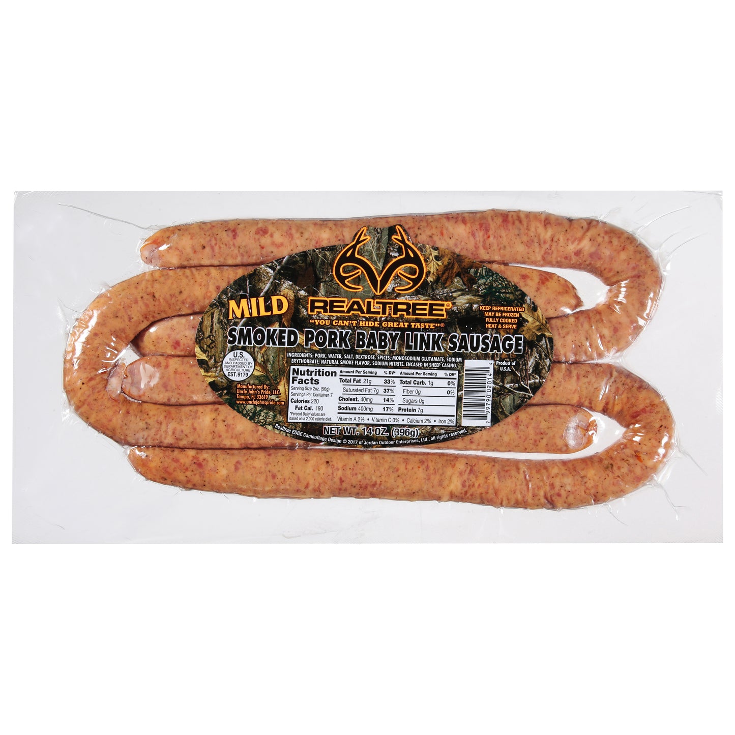 Realtree Mild Smoked Pork Baby Link Sausage 14 oz