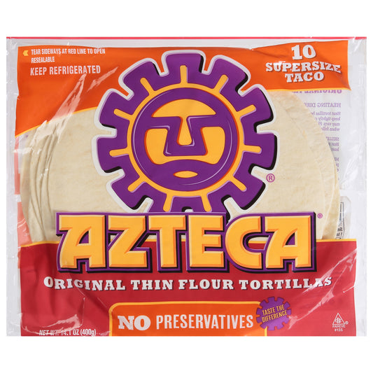 Azteca Supersize Taco Original Thin Flour Tortillas 10 ea