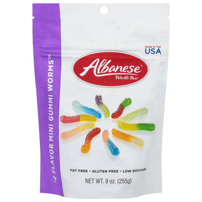 Albanese World's Best 12 Flavor Gummi Worms Mini 9 oz