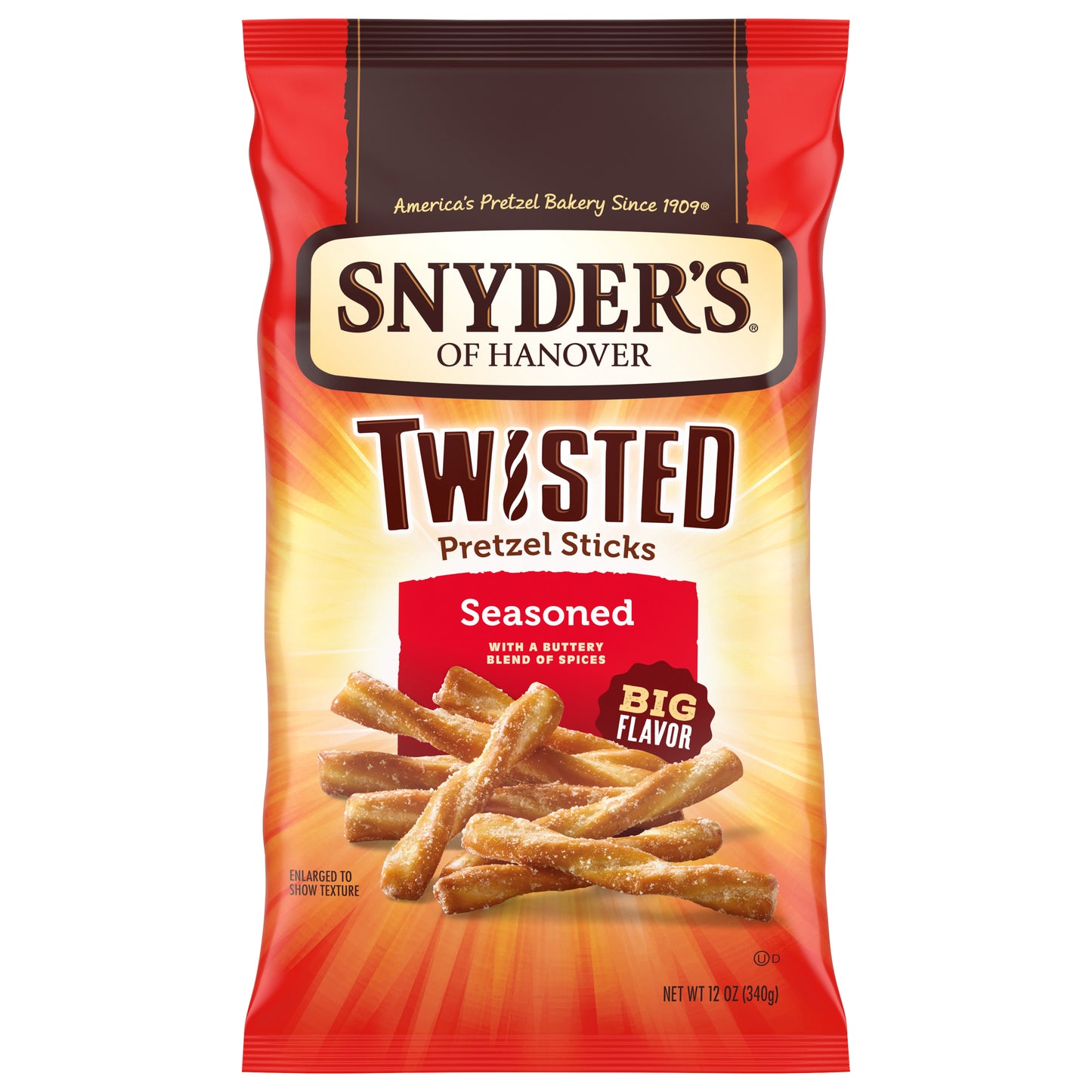 Snyder's of Hanover, Seasoned Twisted Pretzel Sticks, 12 Oz Bag