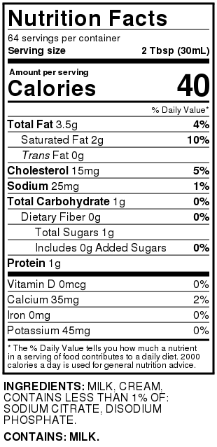 Half & Half - HALF GALLON (1.89L)