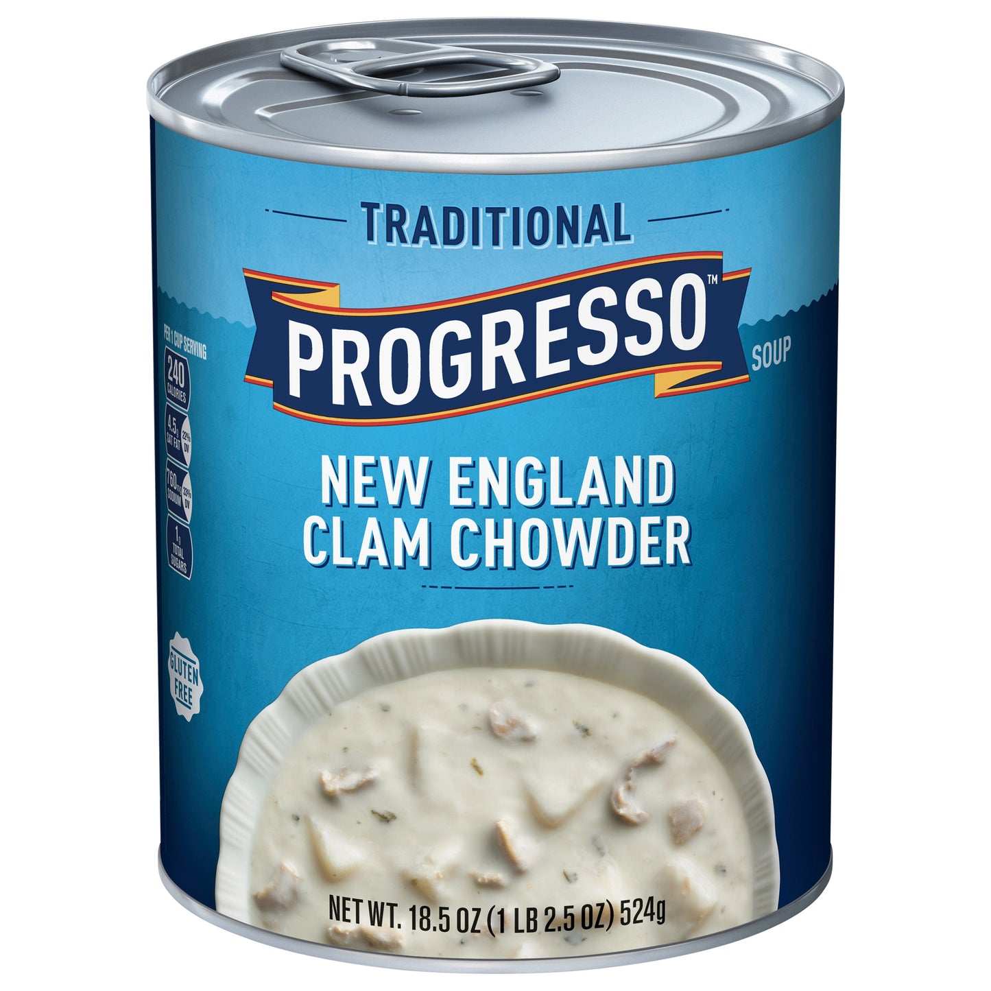 Progresso New England Clam Chowder Soup, Traditional Canned Soup, Gluten Free, 18.5 oz