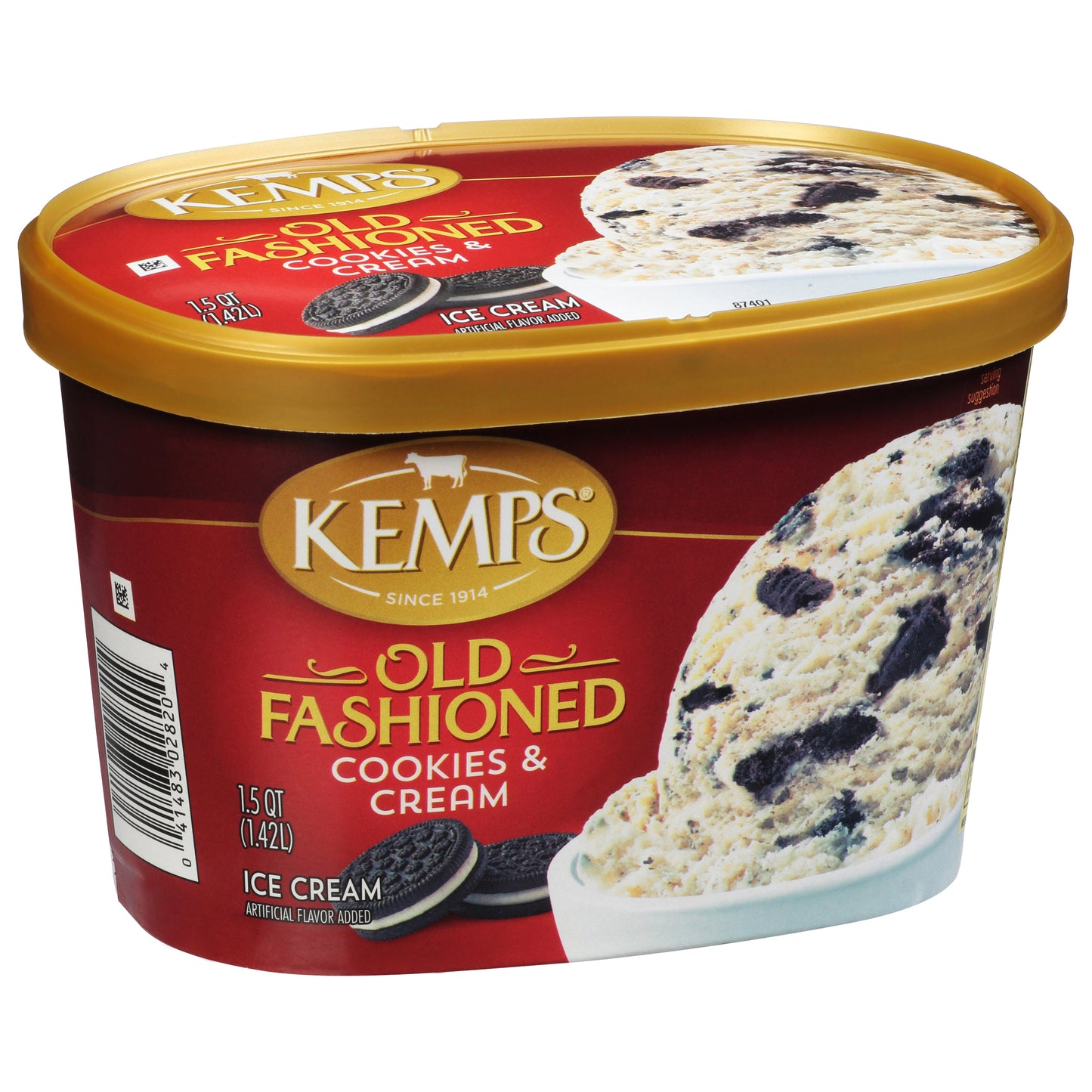 Kemps Old Fashioned Cookies & Cream Ice Cream 1.5 qt
