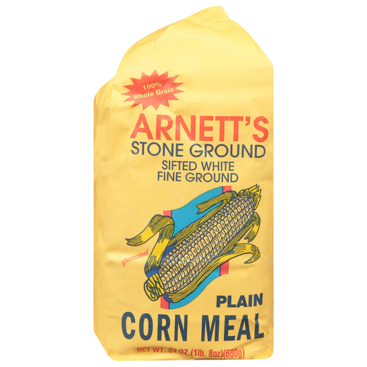 Arnett's Plain Stone Ground Sifted White Fine Ground Corn Meal 24 oz